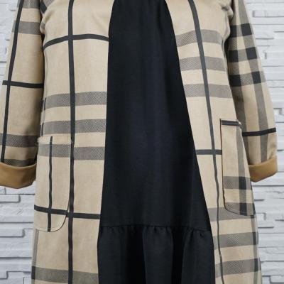 Veste 3/4 en suédine carreaux