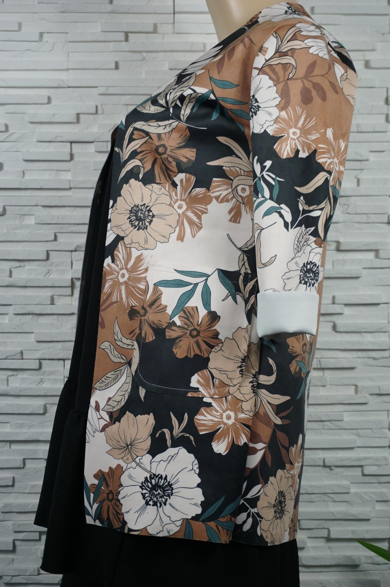 Veste 3/4 en suédine imprimé fleur