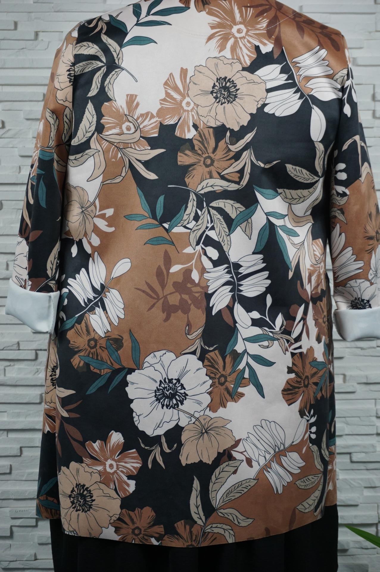 Veste 3/4 en suédine imprimé fleur