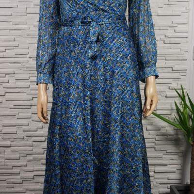 Robe longue fleurie or.