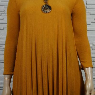 Robe plissée avec collier.