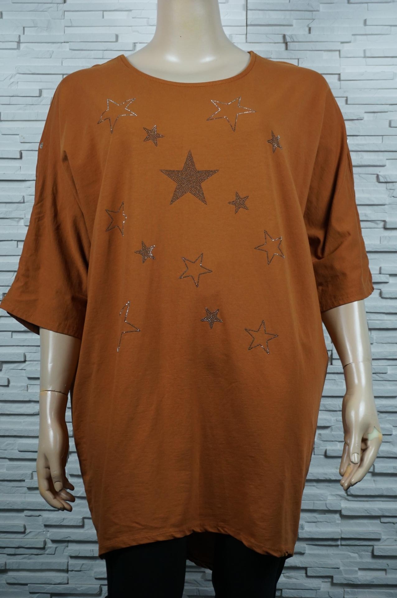 T-shirt long à étoiles en strass.